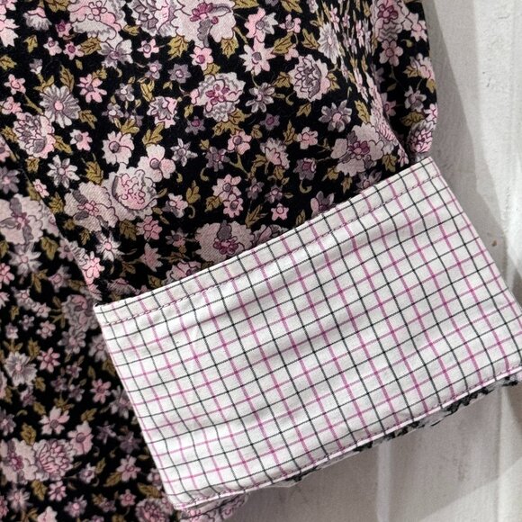 Chaps No-Iron Sz XL Blouse Button Up Long Sleeve Black/Multi Floral - Picture 5 of 10